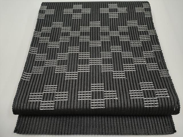 平和屋着物*夏物 八寸名古屋帯 抽象文 黒地 正絹 逸品 未使用 CABG3543tx