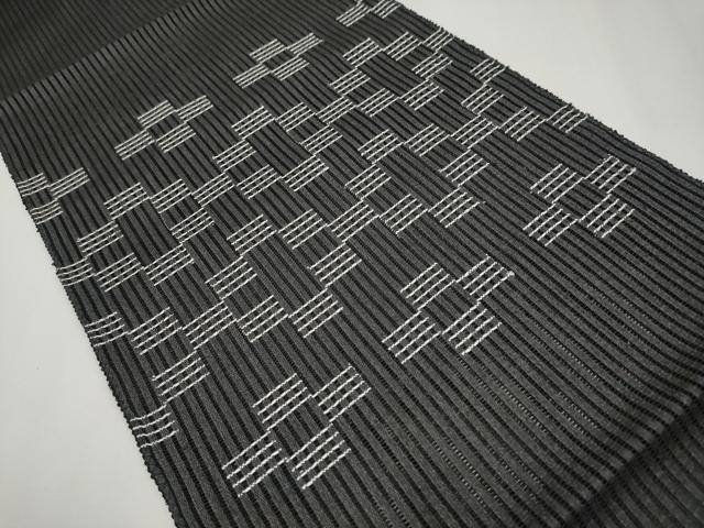 平和屋着物*夏物 八寸名古屋帯 抽象文 黒地 正絹 逸品 未使用 CABG3543tx