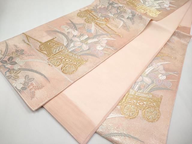 平和屋着物*夏物 六通柄袋帯 唐織 花車 金銀糸 正絹 逸品 未使用 CABG3564tx