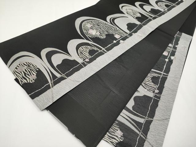 平和屋着物*夏物 六通柄袋帯 涼京 黒地 正絹 逸品 未使用 CABG3576tx