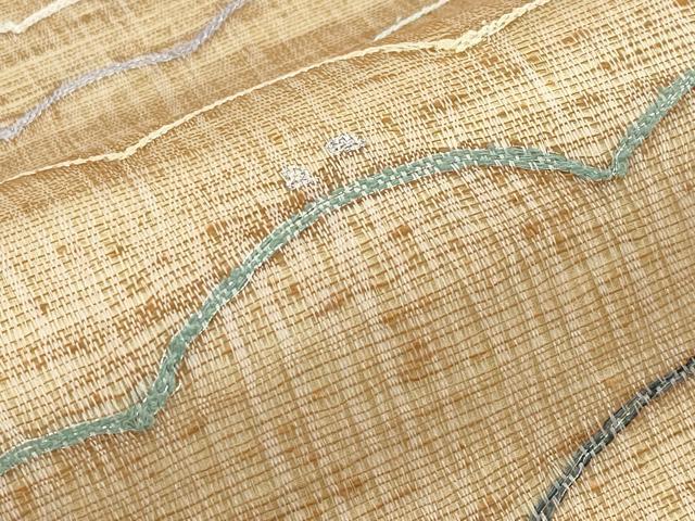 平和屋着物*夏物 両面 太鼓柄袋帯 櫛織 枝葉文 銀糸 正絹 逸品 未使用 CABG3587tx