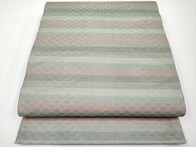 平和屋着物*夏物 六通柄袋帯 横段七宝文 金糸 正絹 逸品 CABG3594tx