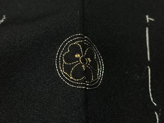 平和屋着物#羽織 総刺繍 扇面花文 黒地 金銀糸 正絹 逸品 未使用 CABG3603ua