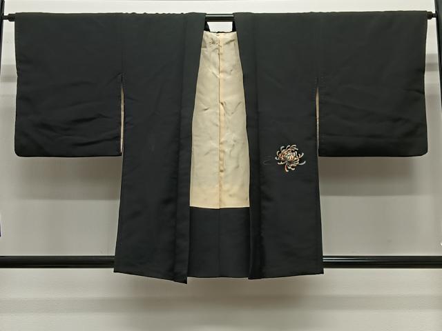 平和屋着物#羽織 総刺繍 乱菊 黒地 正絹 逸品 CABG3604ua