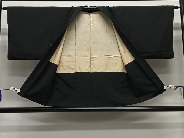 平和屋着物#羽織 総刺繍 枝花文 黒地 金銀糸 正絹 逸品 CABG3605ua