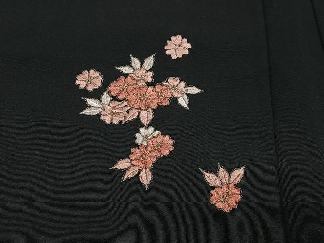 平和屋着物#羽織 総刺繍 枝花文 黒地 金銀糸 正絹 逸品 CABG3605ua