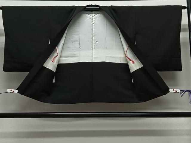 平和屋着物#羽織 総刺繍 枝梅文 黒地 金糸 正絹 逸品 CABG3607ua