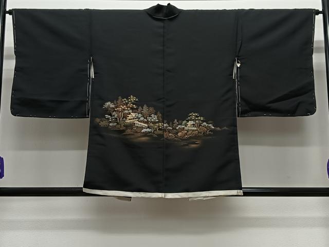 平和屋着物#羽織 寿光織 風景文 黒地 金銀糸 正絹 逸品 未使用 CABG3610ua