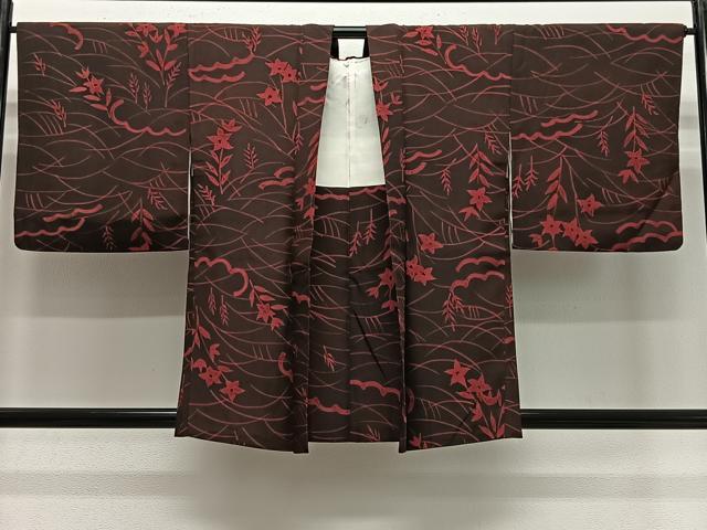 平和屋着物#羽織 ろうけつ染 草花文 正絹 逸品 CABG3625ua