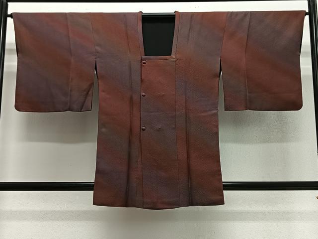 平和屋着物#道行コート リバーシブル 斜線文 暈し染め 正絹 逸品 CABG3638ua