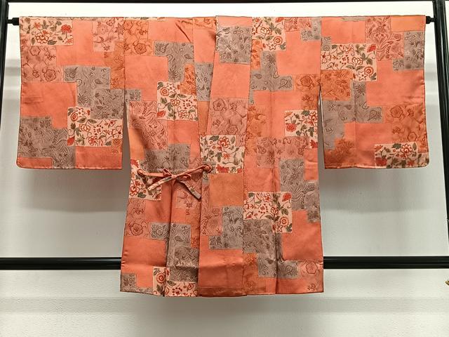 平和屋着物#道中着 地紋起こし 花唐草文 正絹 逸品 未使用 CABG3641ua