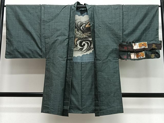 平和屋着物#男性 長羽織 本場大島紬 100亀甲 総詰め 柊田織物謹製 証紙付き 正絹 逸品 CABG3648ua
