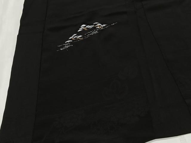 平和屋着物#羽織 寿光織 枝松文 黒地 金銀糸 正絹 逸品 CABG3655ua