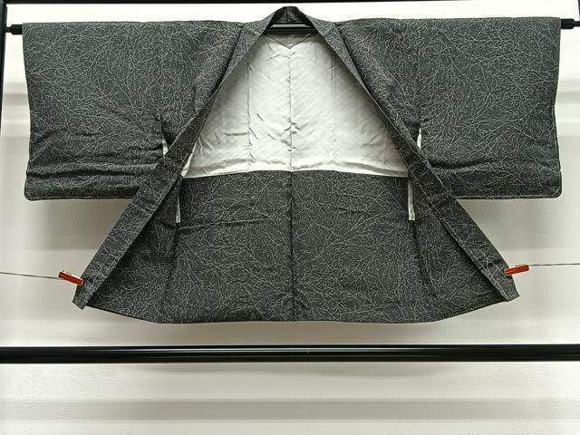 平和屋着物∞羽織 枝蕾 黒地 正絹 逸品 未使用 CABG3656ua