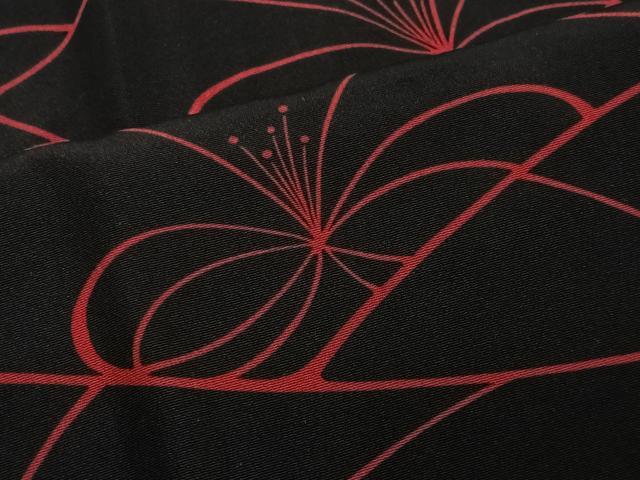 平和屋着物∞道行コート 舞花文 黒地 正絹 逸品 CABG3658ua