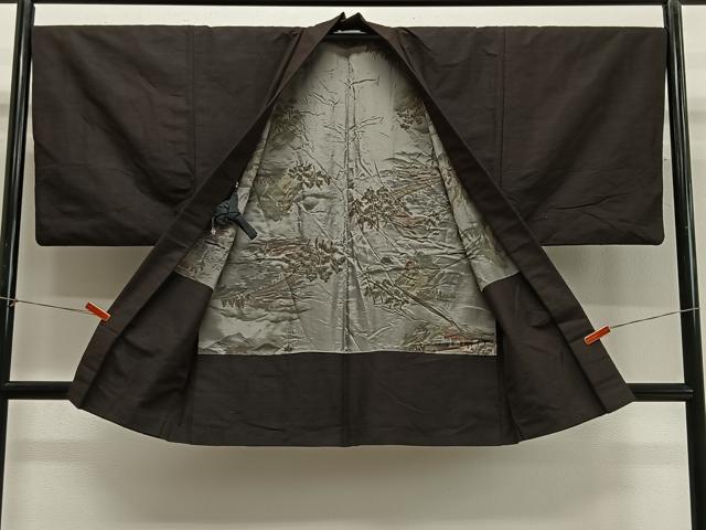 平和屋着物∞男性 羽織 紬地 網代織 正絹 逸品 CABG3660ua