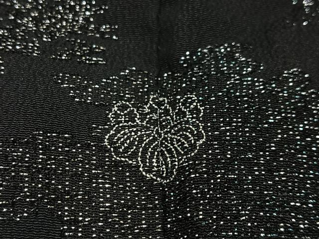 平和屋着物#羽織 寿光織 枝葉文 黒地 銀糸 正絹 逸品 CABG3662ua