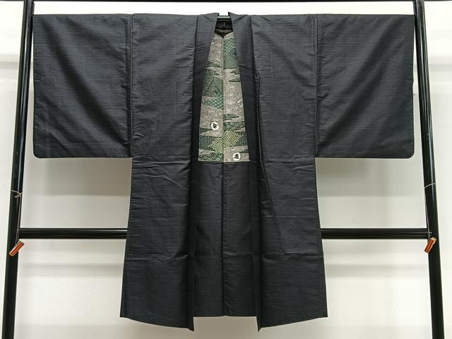 平和屋着物#男性 長羽織 紬地 80亀甲 総詰め 正絹 逸品 CABG3673ua