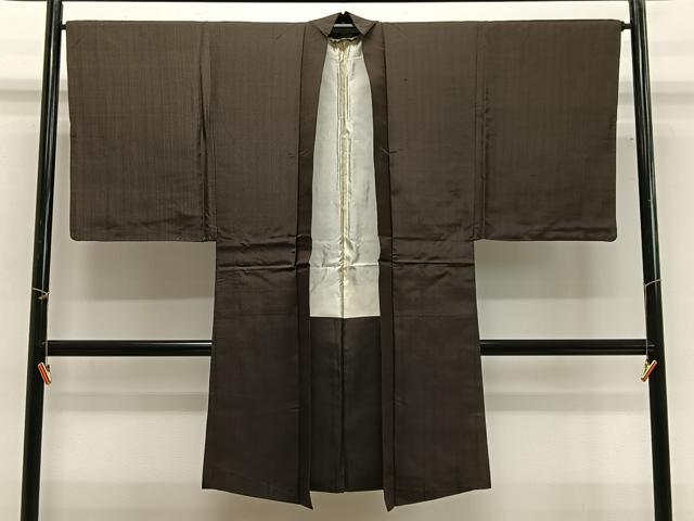 平和屋着物∞男性 長羽織 紬地 縞 正絹 逸品 CABG3686ua