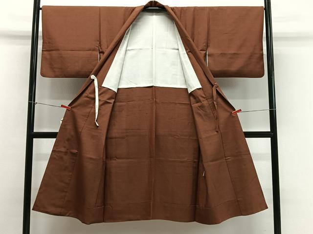 平和屋着物∞道中着 紬地 柿茶色 ロング丈 正絹 逸品 CABG3700ua