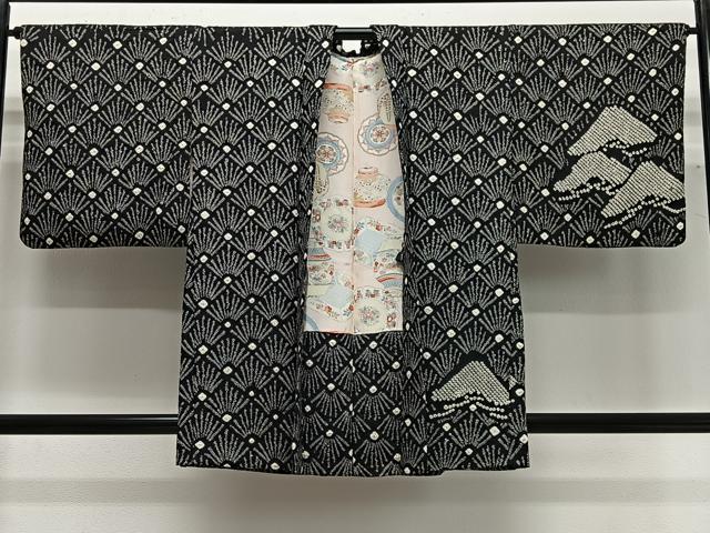 平和屋着物∞羽織 総絞り 枝松文 黒地 正絹 逸品 CABG3705ua