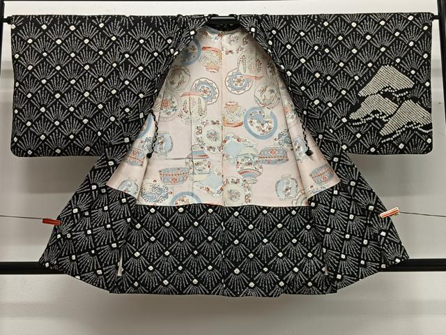 平和屋着物∞羽織 総絞り 枝松文 黒地 正絹 逸品 CABG3705ua