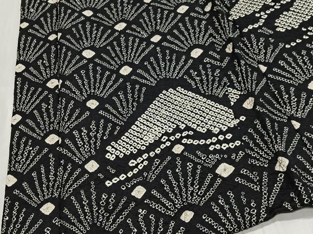 平和屋着物∞羽織 総絞り 枝松文 黒地 正絹 逸品 CABG3705ua