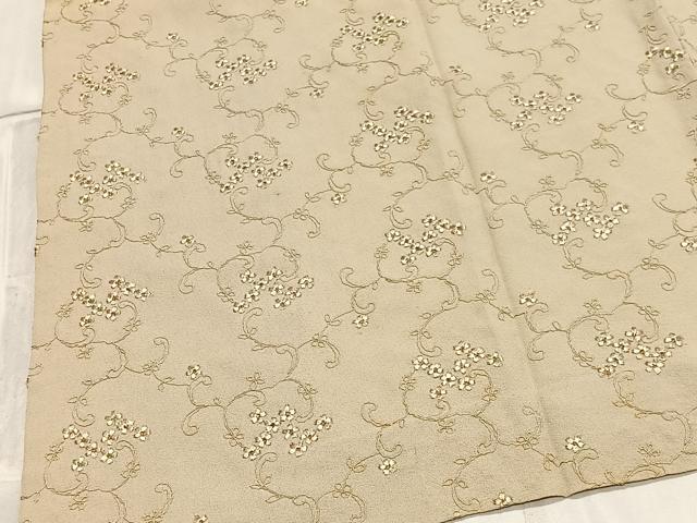 平和屋着物∞和装コート 単衣 総刺繍 花唐草文 正絹 逸品 CABG3714ua