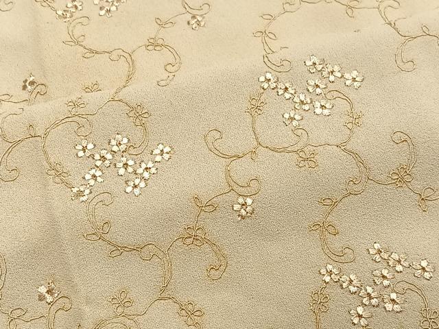 平和屋着物∞和装コート 単衣 総刺繍 花唐草文 正絹 逸品 CABG3714ua