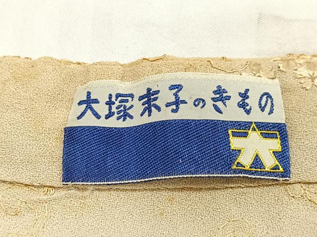 平和屋着物∞和装コート 単衣 総刺繍 花唐草文 正絹 逸品 CABG3714ua