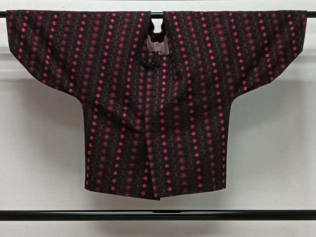 平和屋着物#和装コート 総刺繍 花唐草文 黒地 CABG3718ua