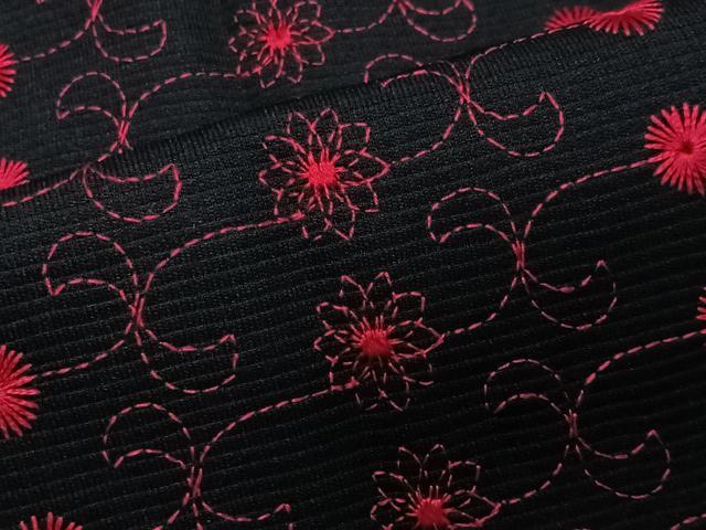 平和屋着物#和装コート 総刺繍 花唐草文 黒地 CABG3718ua
