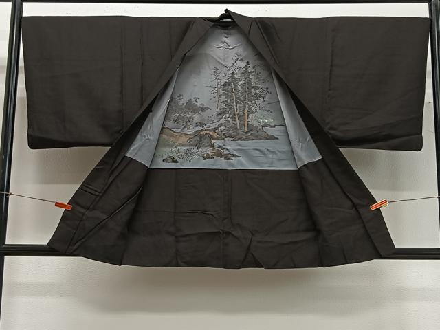 平和屋着物#男性 羽織 紬地 赤墨色 正絹 逸品 CABG3719ua