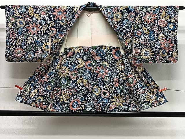平和屋着物#羽織 ろうけつ染 草花文 正絹 逸品 CABG3724ua