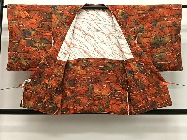平和屋着物#道行コート ふくれ織 幾何学文 暈し染め 正絹 逸品 未使用 CABG3730ua