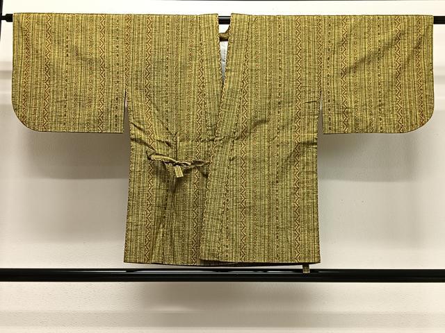 平和屋着物#道中着 紬地 間道 正絹 逸品 CABG3731ua