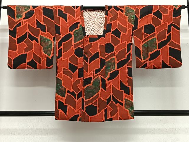 平和屋着物#道行コート 地紋起こし 幾何学文 正絹 逸品 CABG3733ua