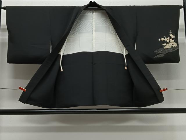 平和屋着物#羽織 籬梅文 黒地 金彩 正絹 逸品 CABG3737ua