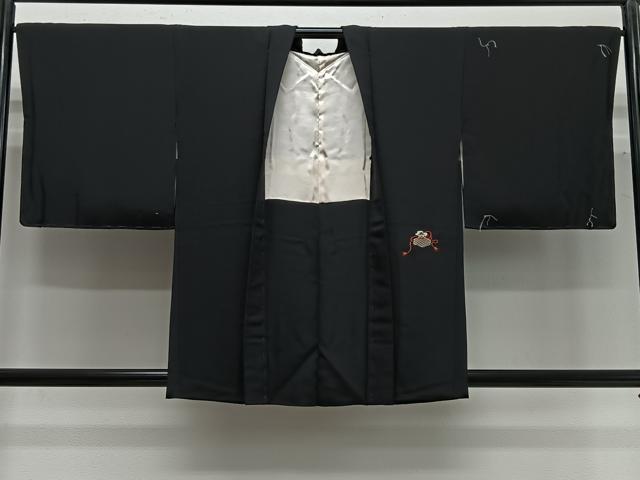 平和屋着物#中国三大刺繍 相良刺繍 総刺繍 羽織 絵巻吉祥文 黒地 正絹 逸品 未使用 CABG3746ua