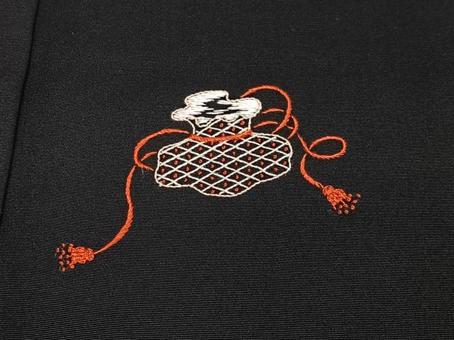 平和屋着物#中国三大刺繍 相良刺繍 総刺繍 羽織 絵巻吉祥文 黒地 正絹 逸品 未使用 CABG3746ua