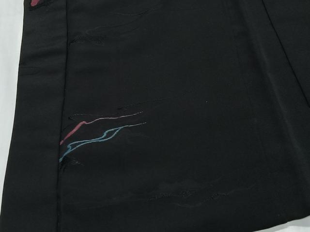 平和屋着物#羽織 寿光織 抽象文 黒地 正絹 逸品 CABG3749ua