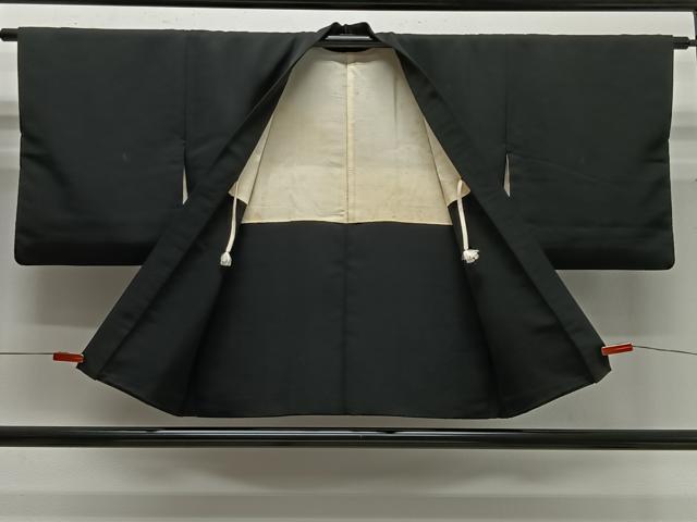 平和屋着物#羽織 寿光織 檜扇文 黒地 金銀糸 正絹 逸品 CABG3750ua
