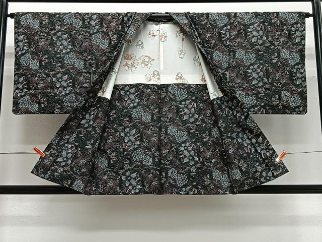 平和屋着物#羽織 亀甲花文 黒地 金彩 正絹 逸品 CABG3759ua