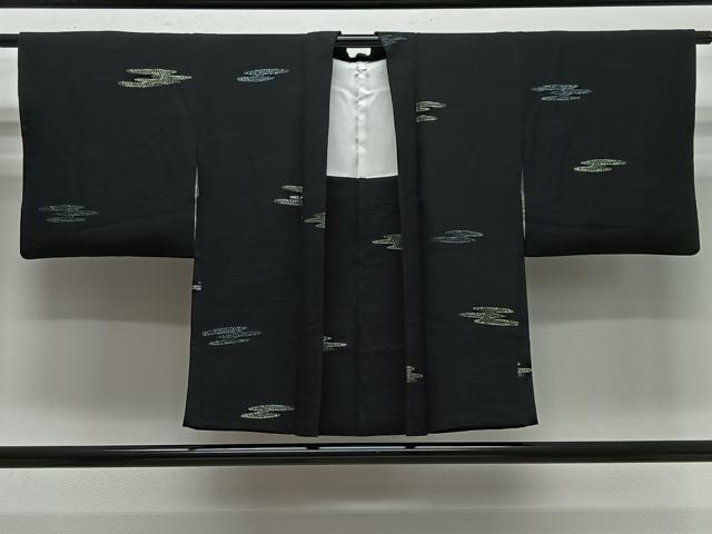 平和屋着物#羽織 寿光織 霞文 黒地 金銀糸 正絹 逸品 CABG3760ua