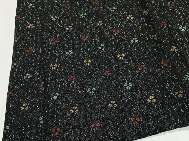 平和屋着物#羽織 寿光織 草花文 黒地 金銀糸 正絹 逸品 CABG3762ua