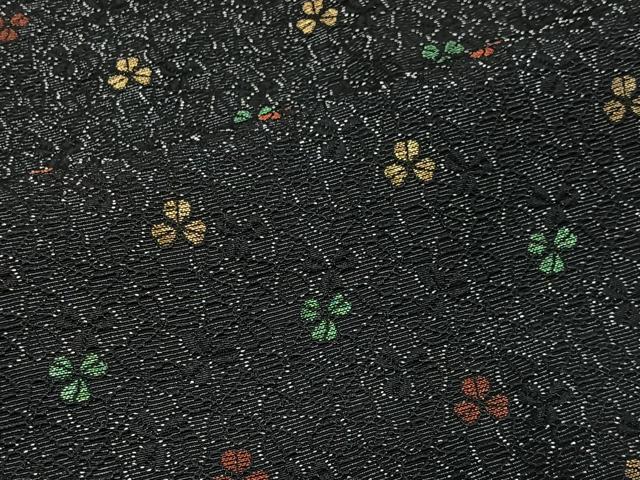 平和屋着物#羽織 寿光織 草花文 黒地 金銀糸 正絹 逸品 CABG3762ua