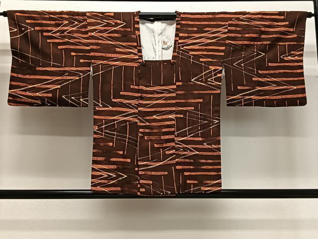 平和屋着物#道行コート ろうけつ染 幾何学文 正絹 逸品 CABG3766ua