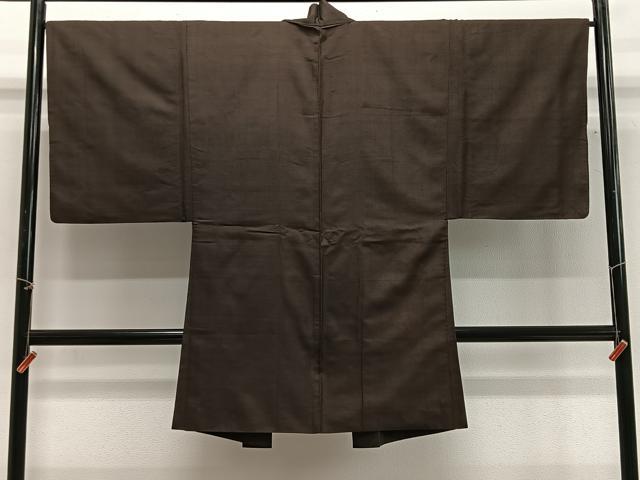 平和屋着物#男性 長羽織 紬地 縞 正絹 逸品 CABG3771ua