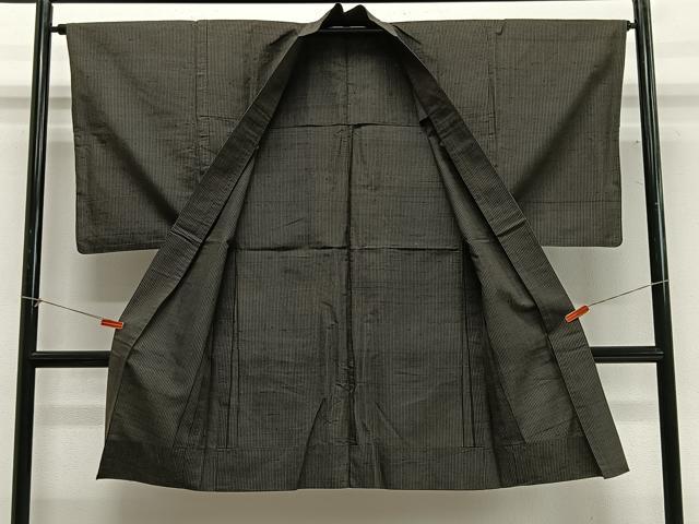 平和屋着物#男性 長羽織 単衣 紬地 縞 正絹 逸品 CABG3773ua