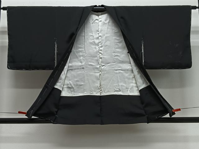 平和屋着物#羽織 寿光織 草花文 黒地 正絹 逸品 未使用 CABG3775ua